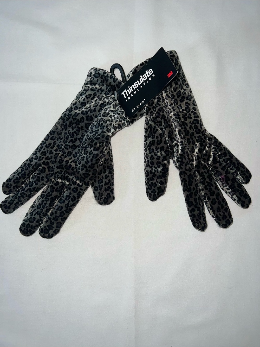 3M Thinsulate Leopard Print Gloves - Black and Tan